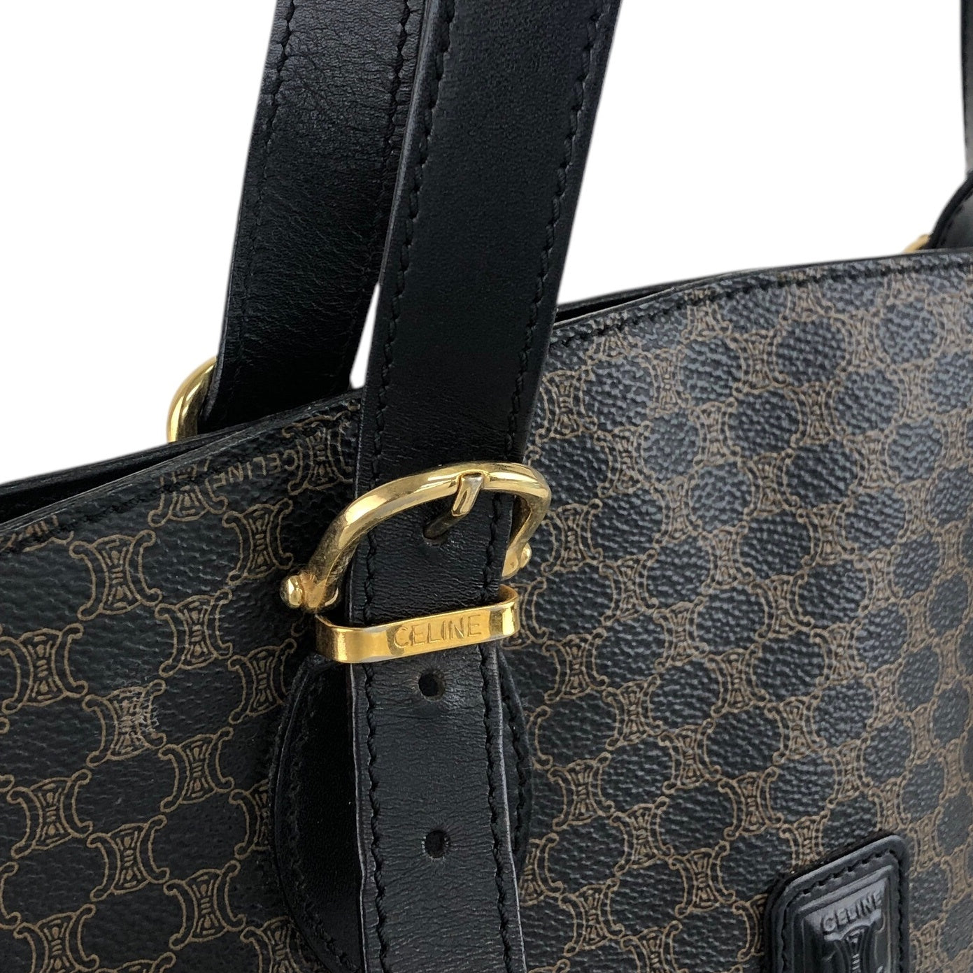 CELINE Macadam Blason Handbag Shoulder bag Black Vintage fhnsav