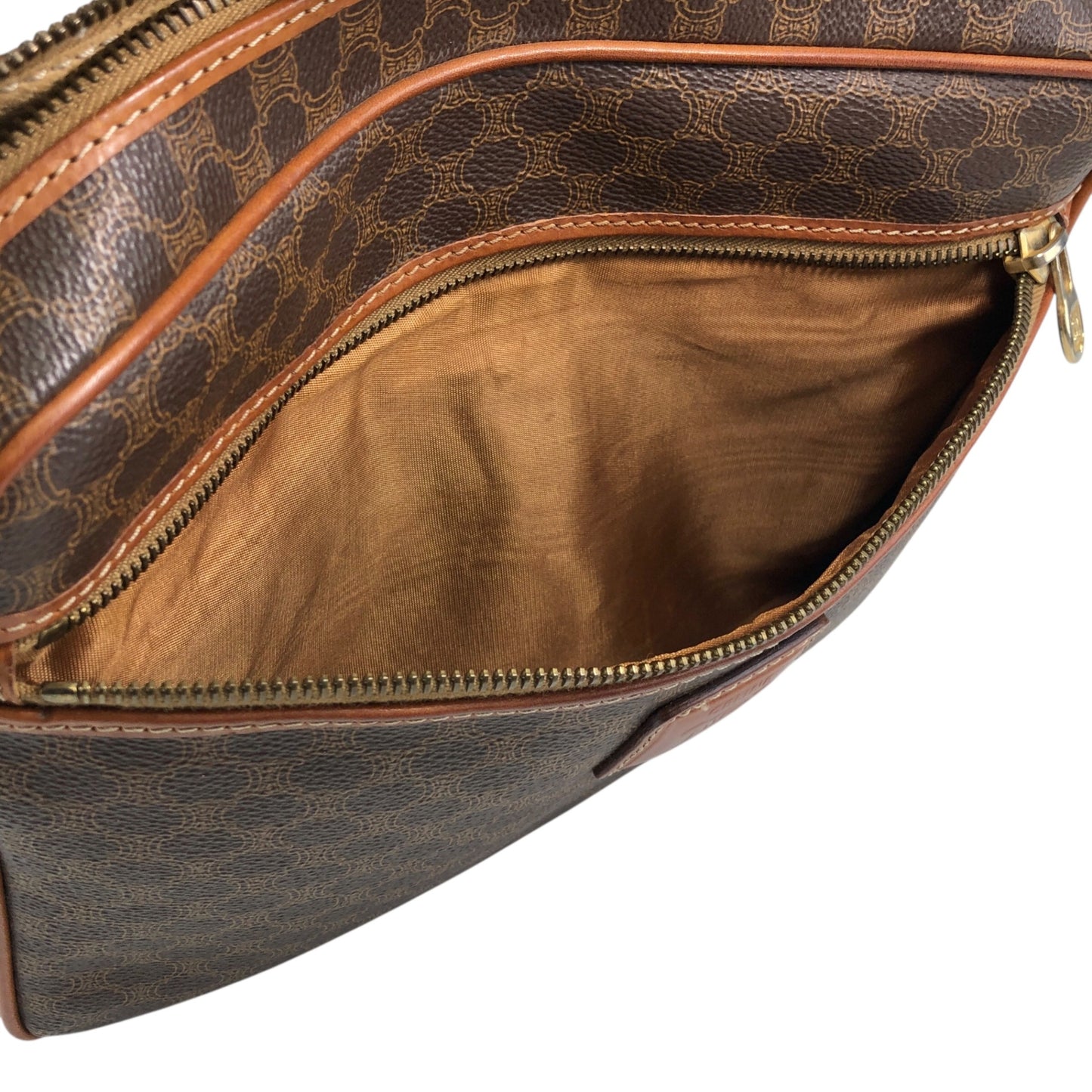 CELINE Macadam Blason Shoulder bag Brown Vintage jbdzhb