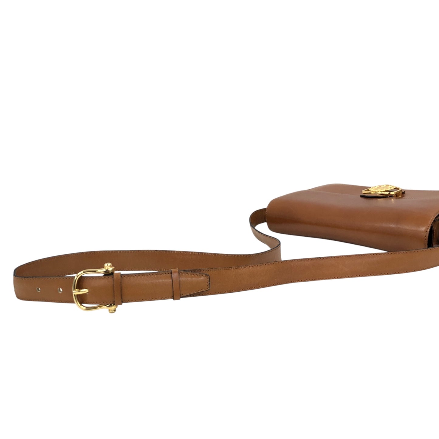 CELINE Emblem Motif Shoulder bag Camel Vintage 4zs7bs