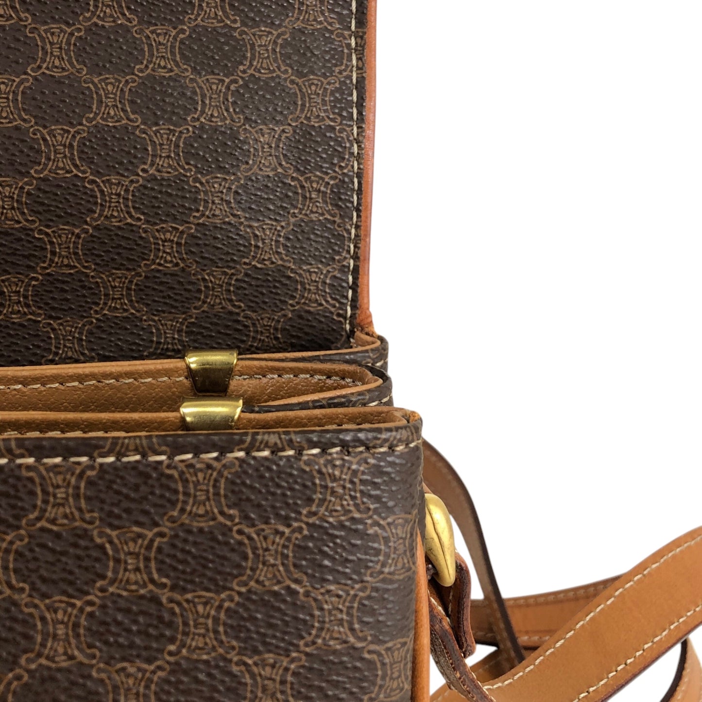 CELINE Macadam Blason Shoulder bag Brown Vintage et4dj5