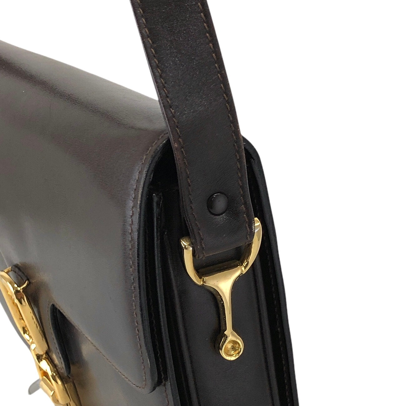 CELINE Horse Carriage Front Buckle Shoulder bag Brown Vintage mbdia8