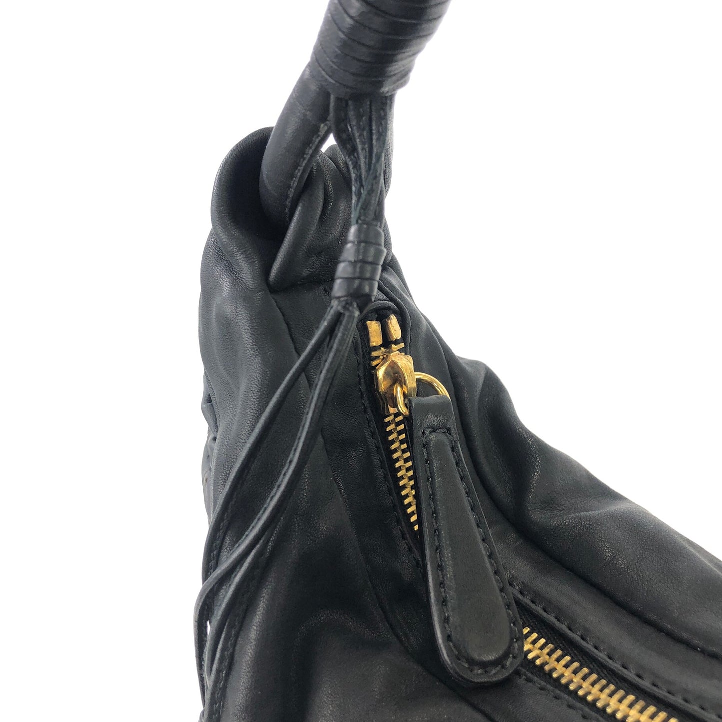 Christian Dior Logo Charm Cut Out Leather Handbag Shoulder bag Black Vintage 54pzak