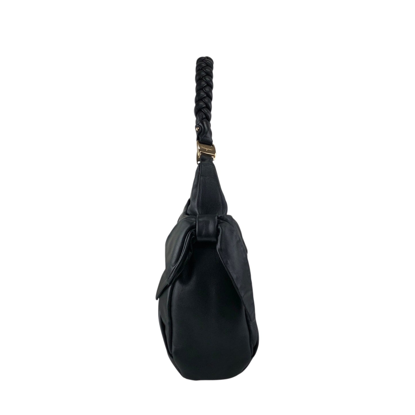 Salvatore Ferragamo Vala Ribbon Shoulder bag Hobobag Black Vintage nbxkia