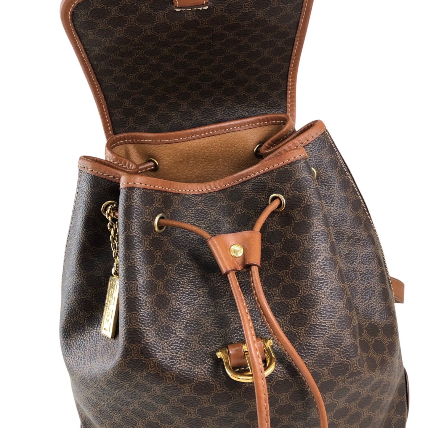 CELINE Macadam Front Buckle Backpack Brown Vintage 6yeab5