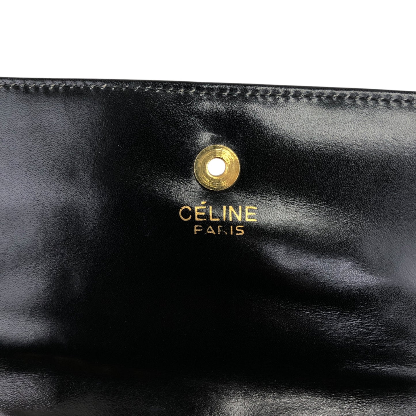 CELINE Horse Bit Chain Shoulder bag Black Vintage pu7w2k