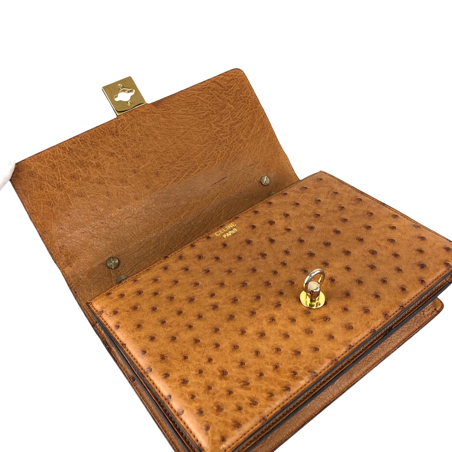 CELINE Gancini Handbag Camel Vintage 847in7