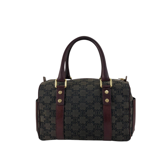 CELINE Blason Small Boston bag Handbag Gray Bordeaux Vintage iksjrc