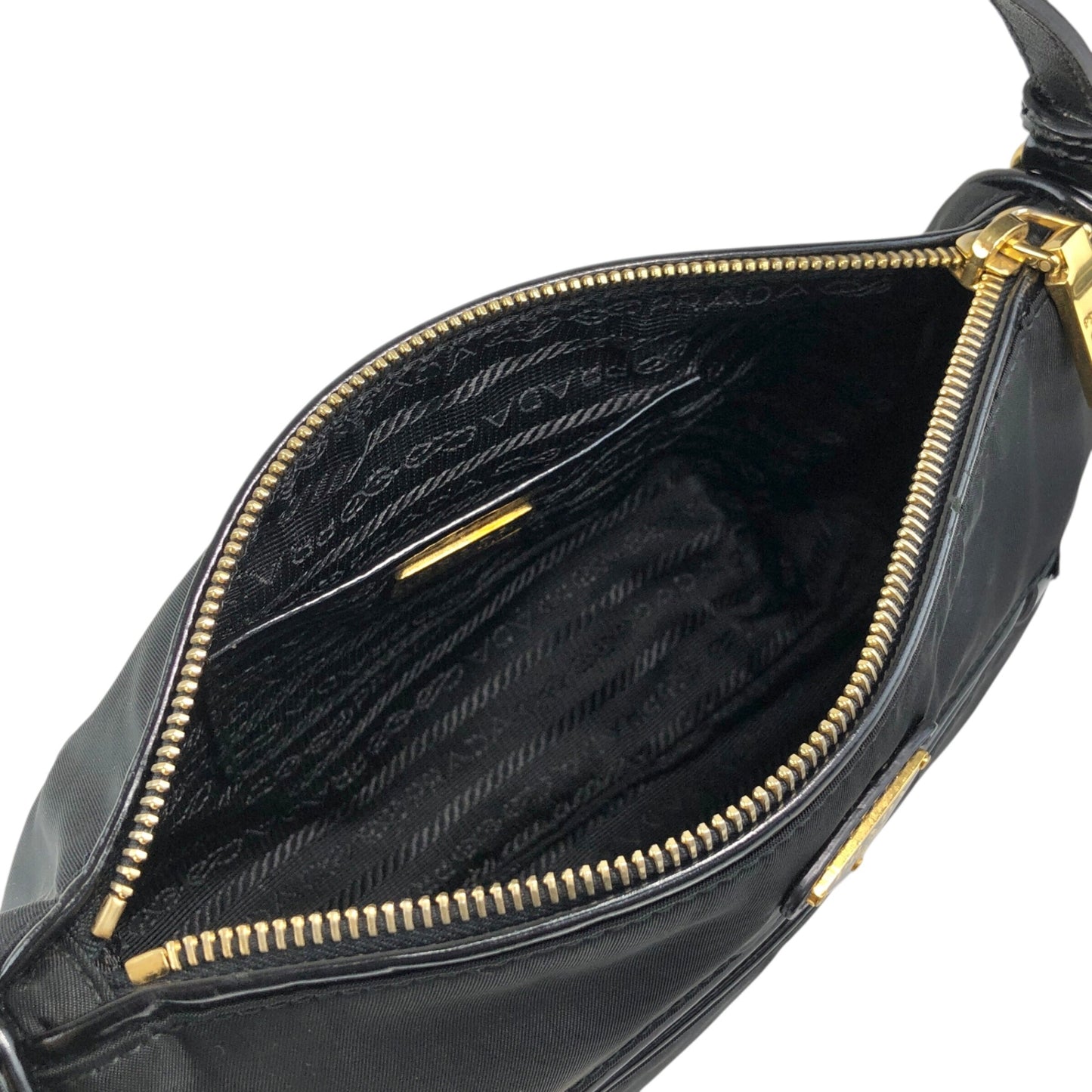 PRADA Tessuto Triangle Logo Small Handbag Black Vintage 6tgg77