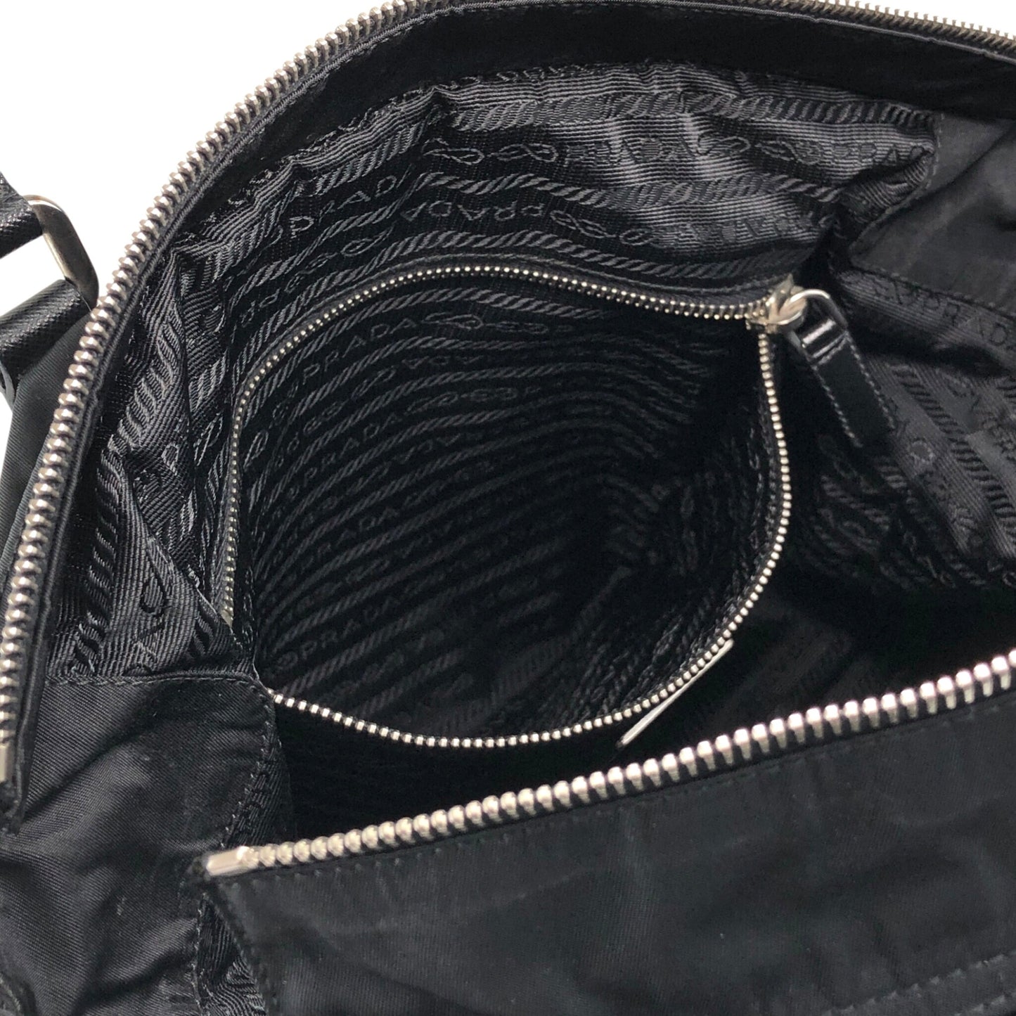 PRADA Tessuto Triangle Logo Front Pocket Totebag Black Vintage f42pyf