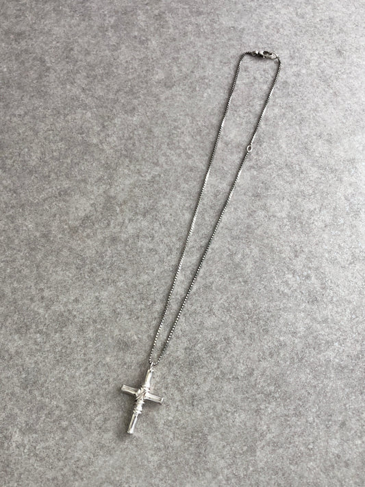 GUCCI Bamboo Cross Motif SILVER925 Necklace Silver Vintage 2rvcss