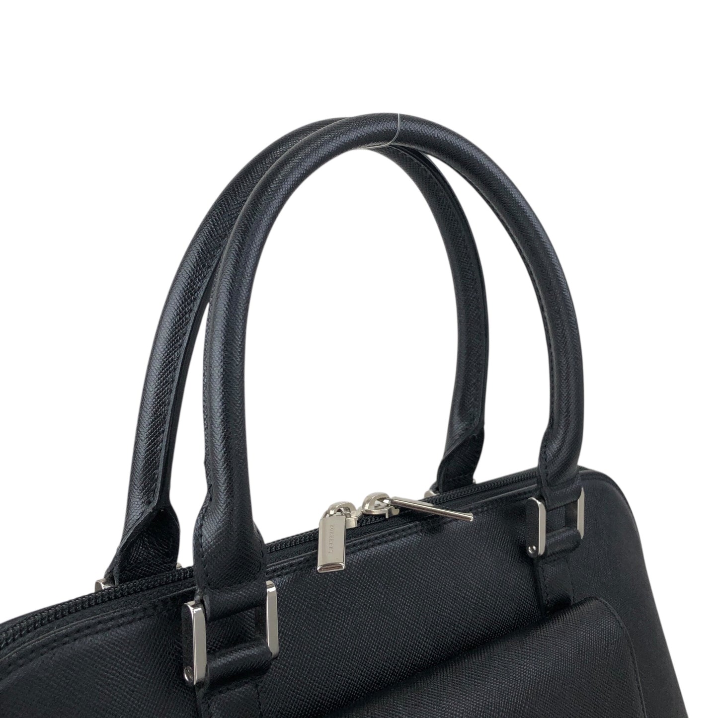 BURBERRY Front Pocket Handbag Black Vintage h2h7ny