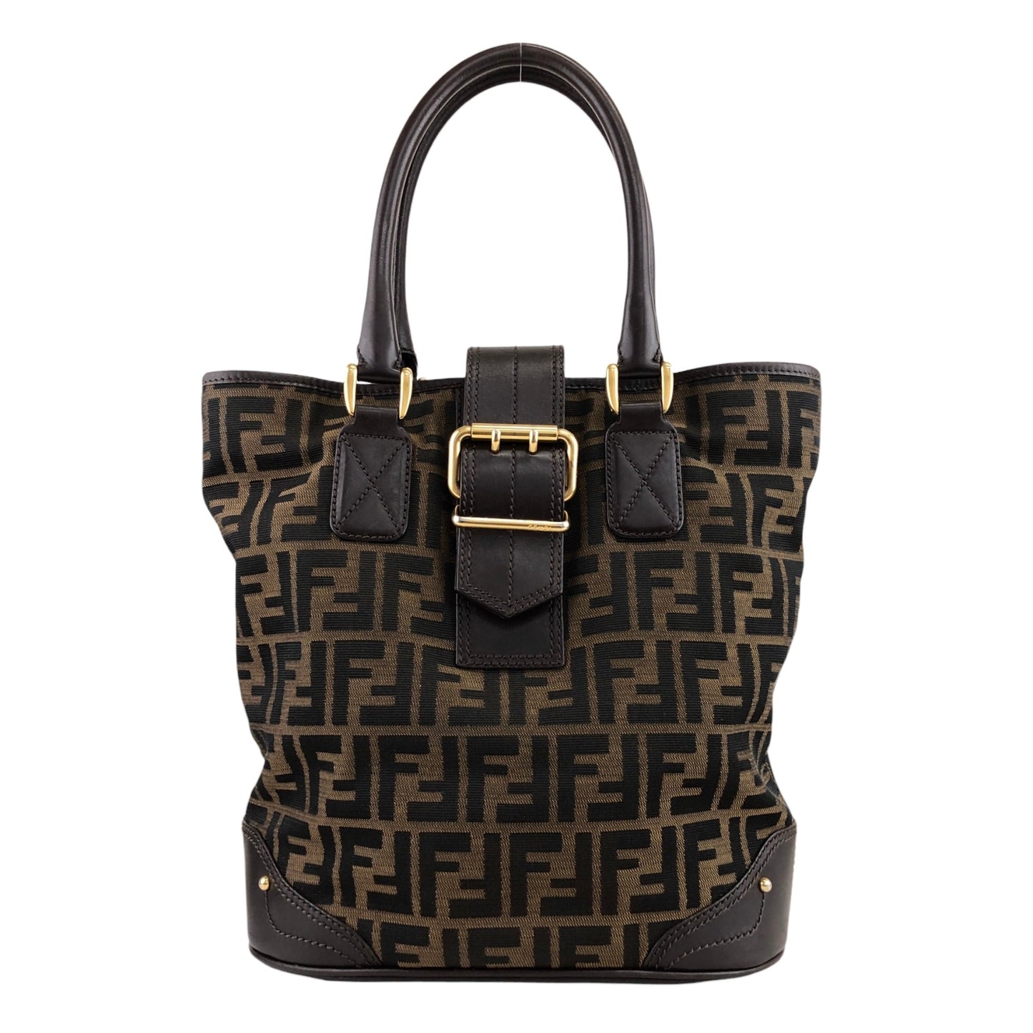 FENDI Zucca Front Buckle Totebag Brown Vintage dirw6v