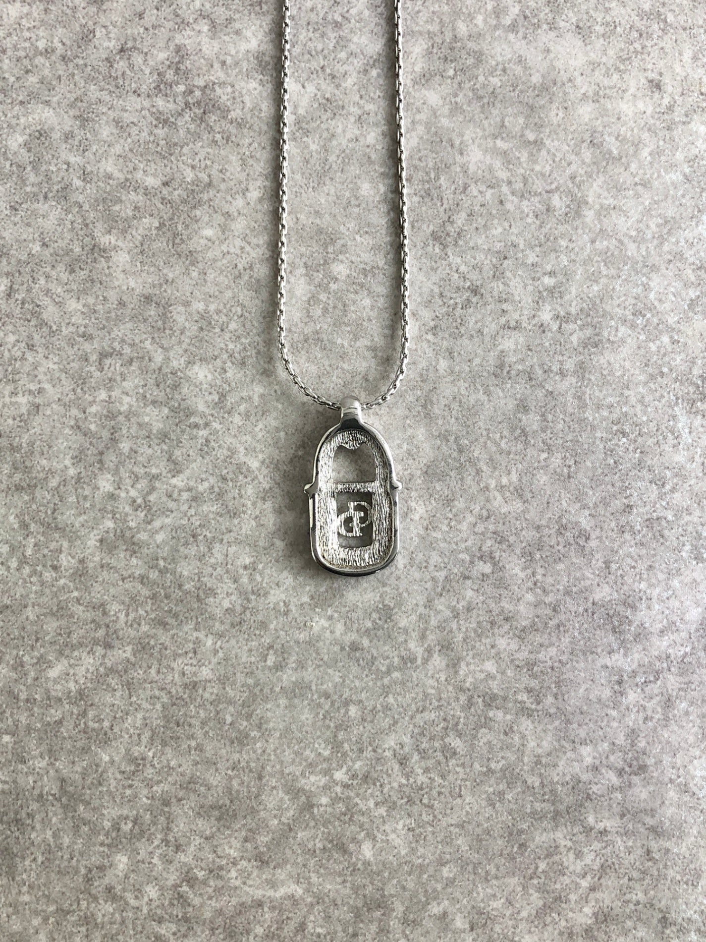 Christian Dior CD Logo Padlock Necklace Silver Vintage 2trziz