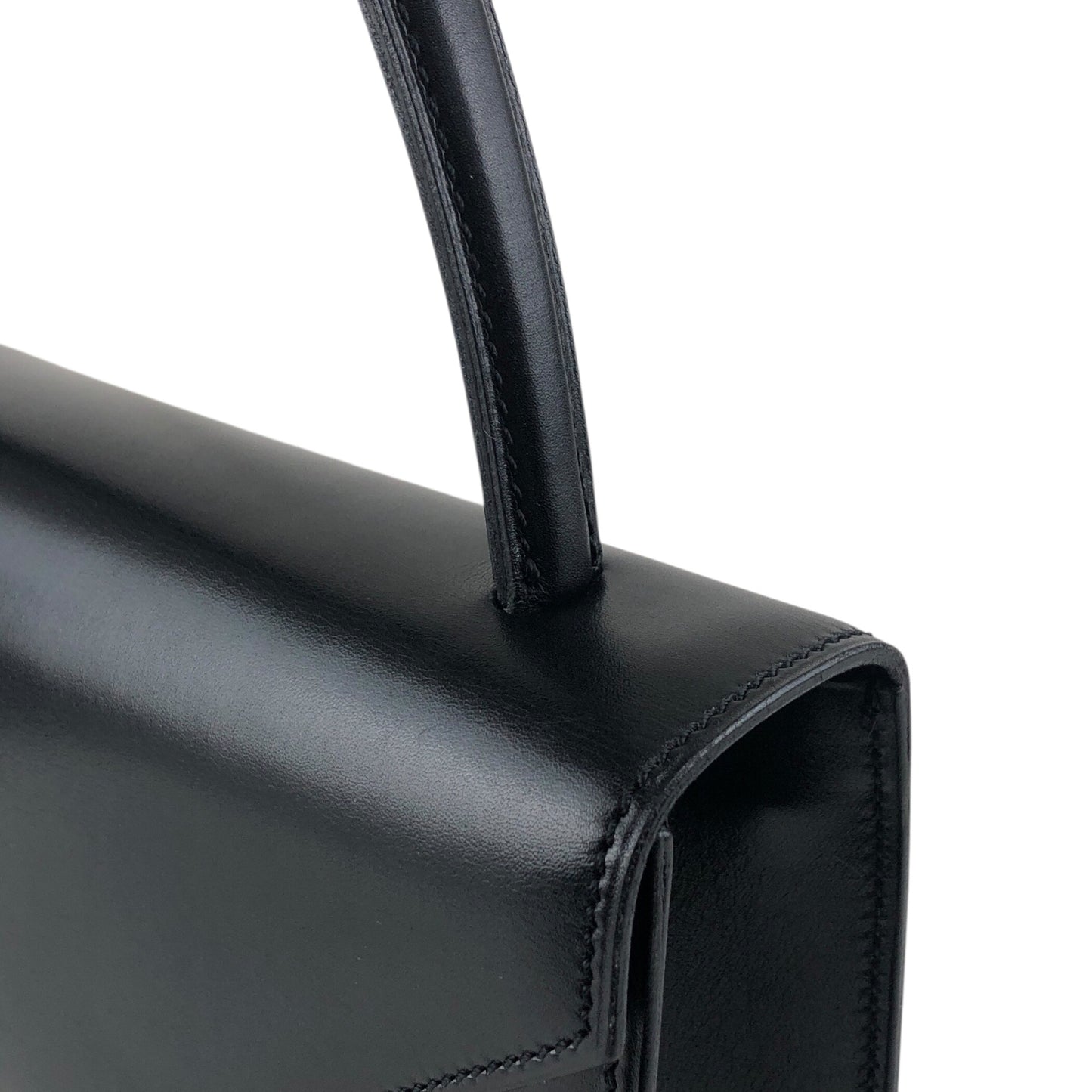 CELINE Logo Top Handle Handbag Black Vintage t8gzij