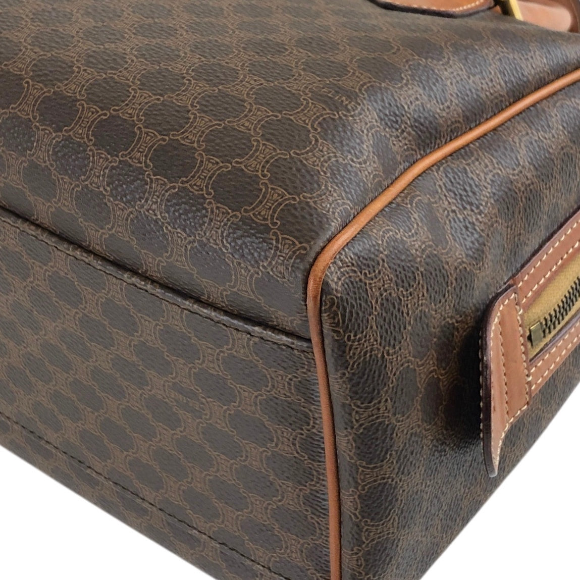 CELINE Macadam Blason Handbag Boston bag Brown Vintage xrgcpj