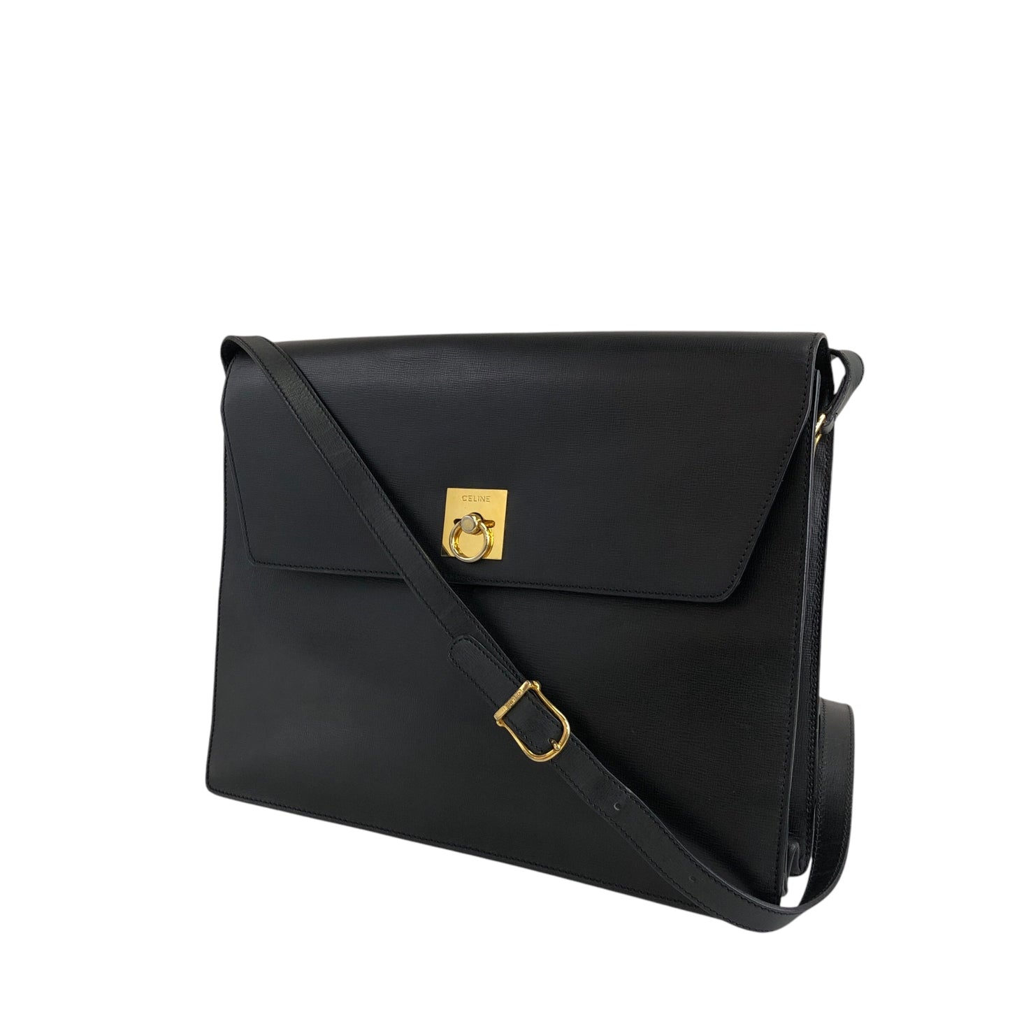 CELINE Gancini Shoulder bag Black Vintage 5p7kss