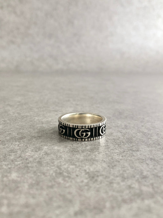 GUCCI Logo Motif SILVER925 Ring Silver Vintage a7z2xk