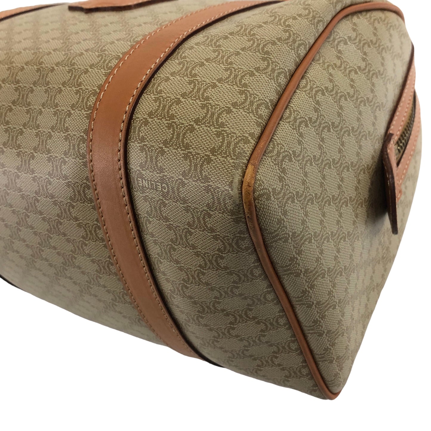 CELINE Macadam Blason Handbag Boston bag Beige Vintage 5s6c26