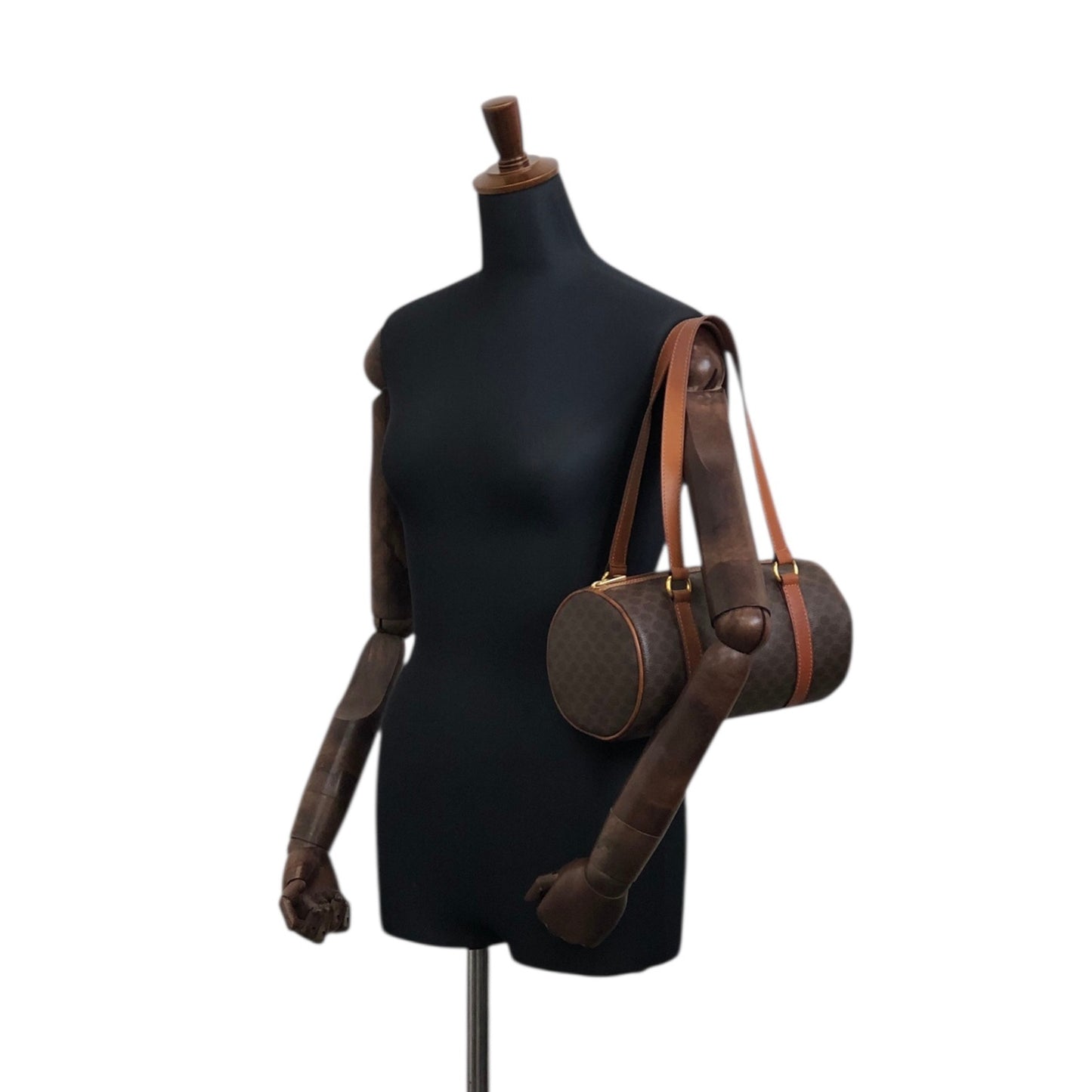 CELINE Macadam Blason Handbag Brown Vintage yfx88s