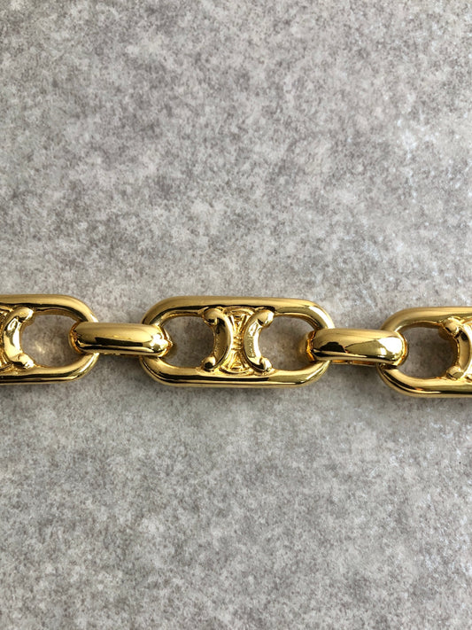 CELINE Blason Bracelet Gold Vintage pjp77c