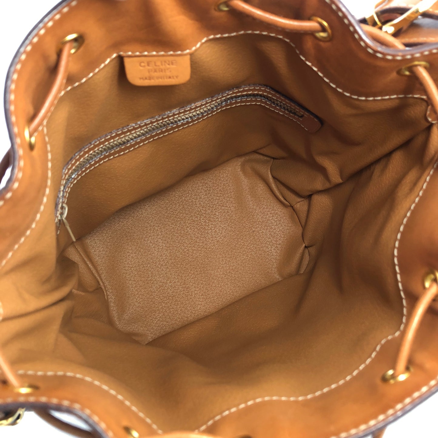 CELINE Macadam Blason Drawstring Shoulder bag Brown Vintage vi7byb
