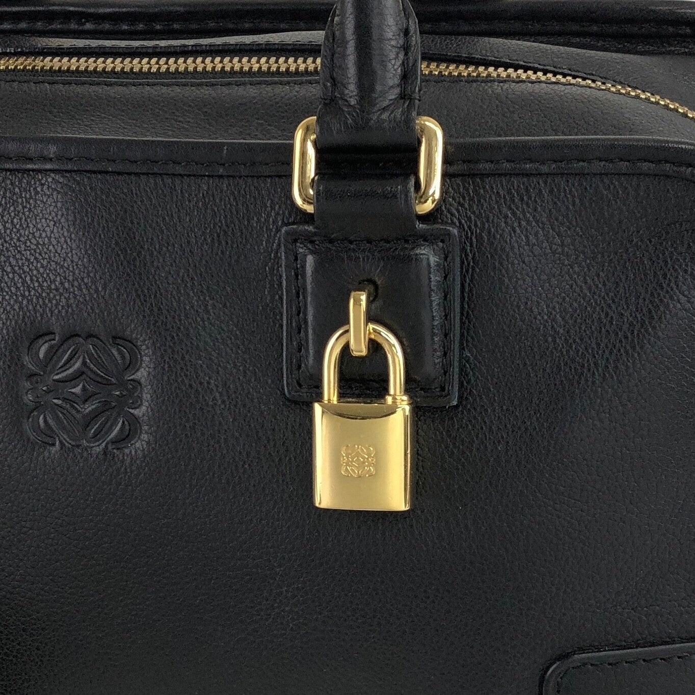 LOEWE Anagram Two-way Handbag Shoulder bag Boston bag Black Vintage uce58h