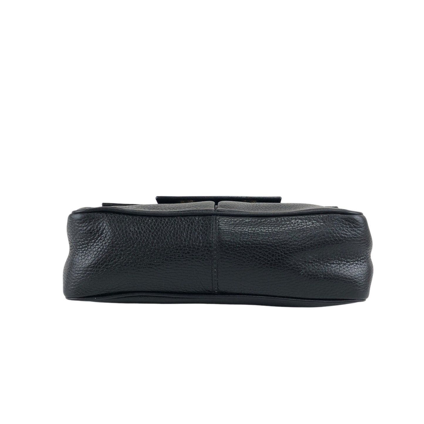 CELINE Logo Embossed Shoulder bag Black Vintage 66np7h