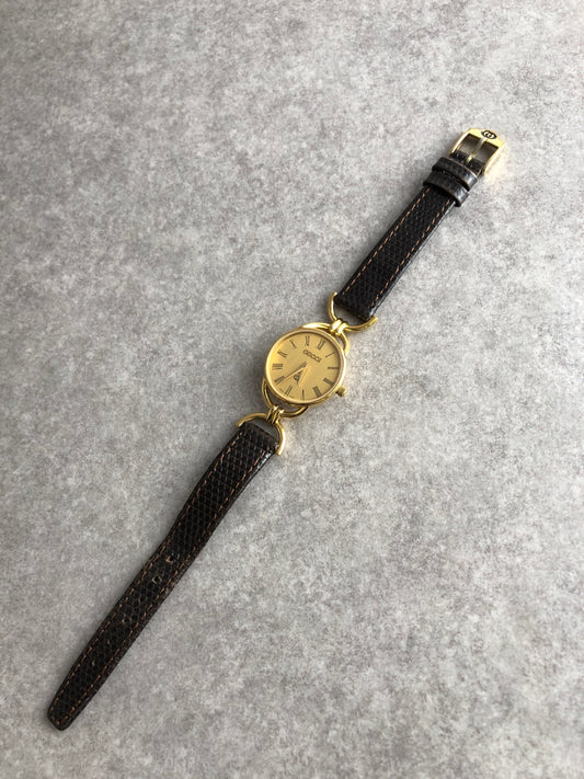 GUCCI Logo Quartz Watch Gold 6000L Vintage c25zxe
