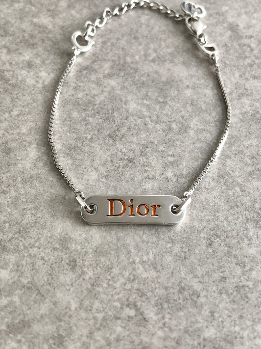 Christian Dior Logo Bracelet Silver Vintage 6dgdge