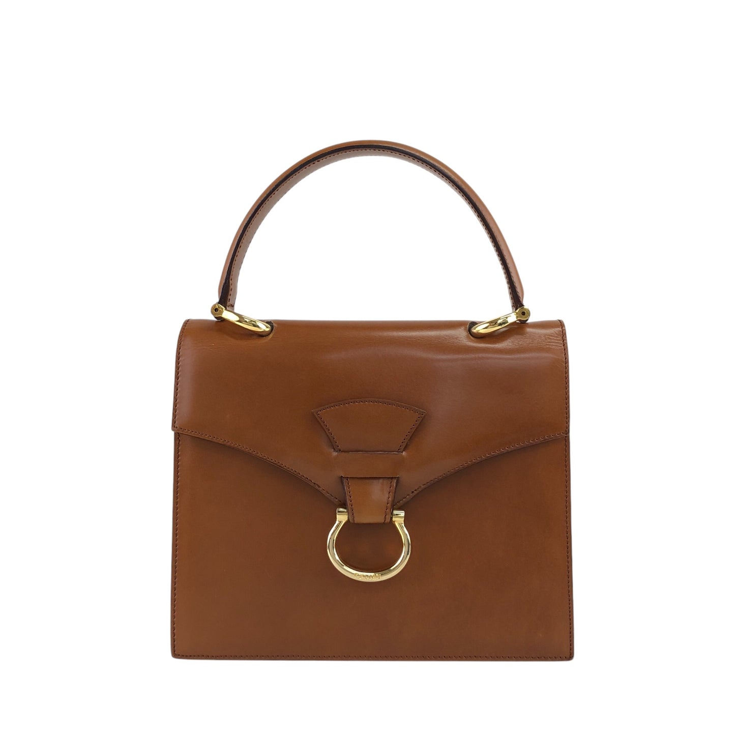CELINE Horse Bit Handbag Brown Vintage w8t6ny
