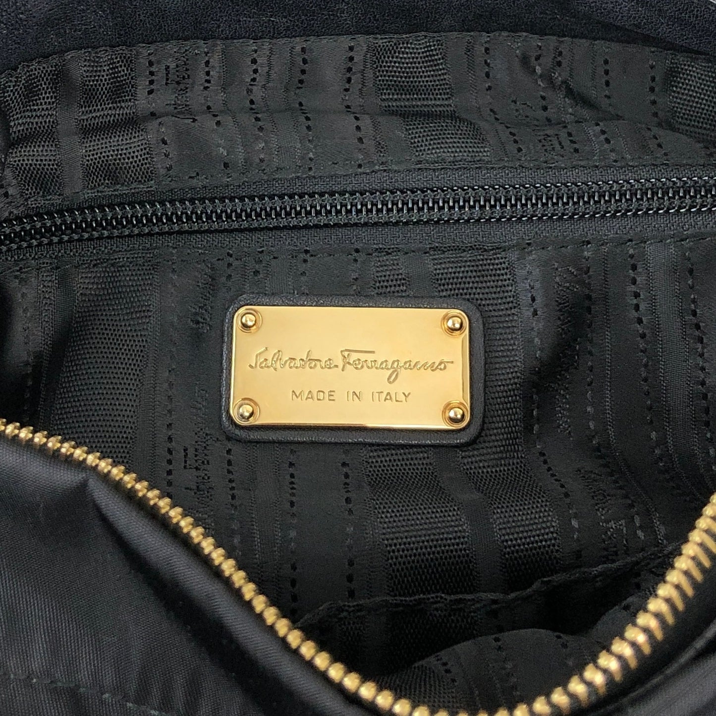 Salvatore Ferragamo Vala Ribbon Shoulder bag Hobobag Black Vintage ayh78w