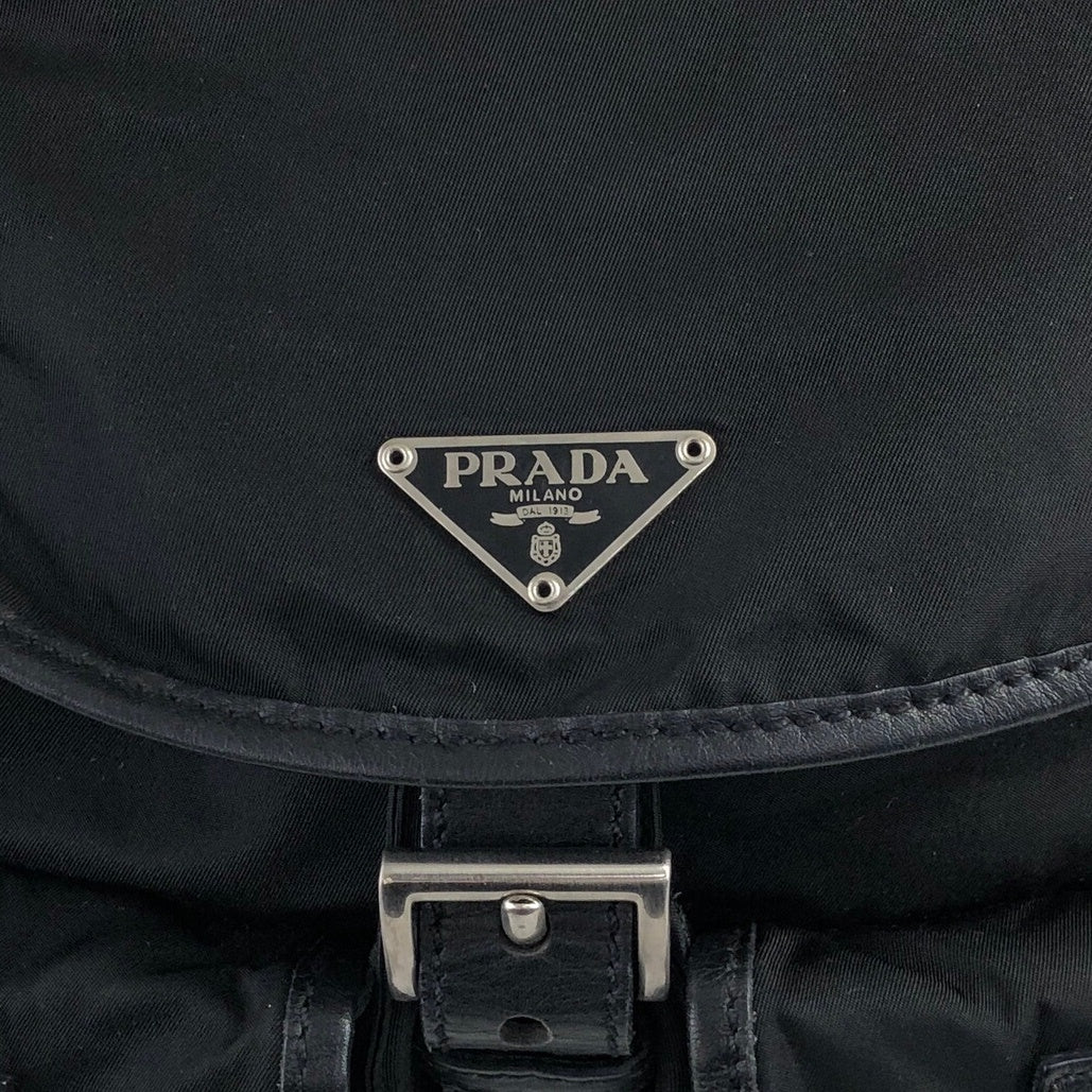 PRADA Triangle Logo Backpack Black Vintage hu5ayn