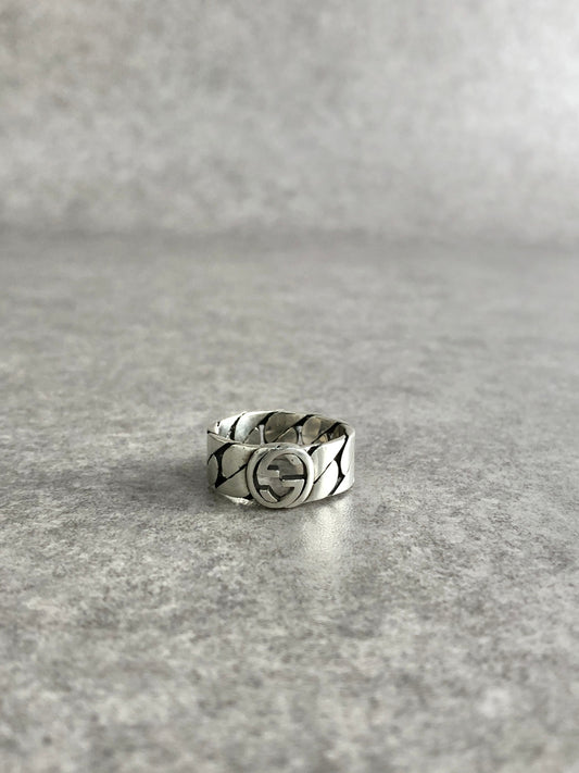 GUCCI Interlocking SILVER925 Ring Silver Vintage fzzpsi