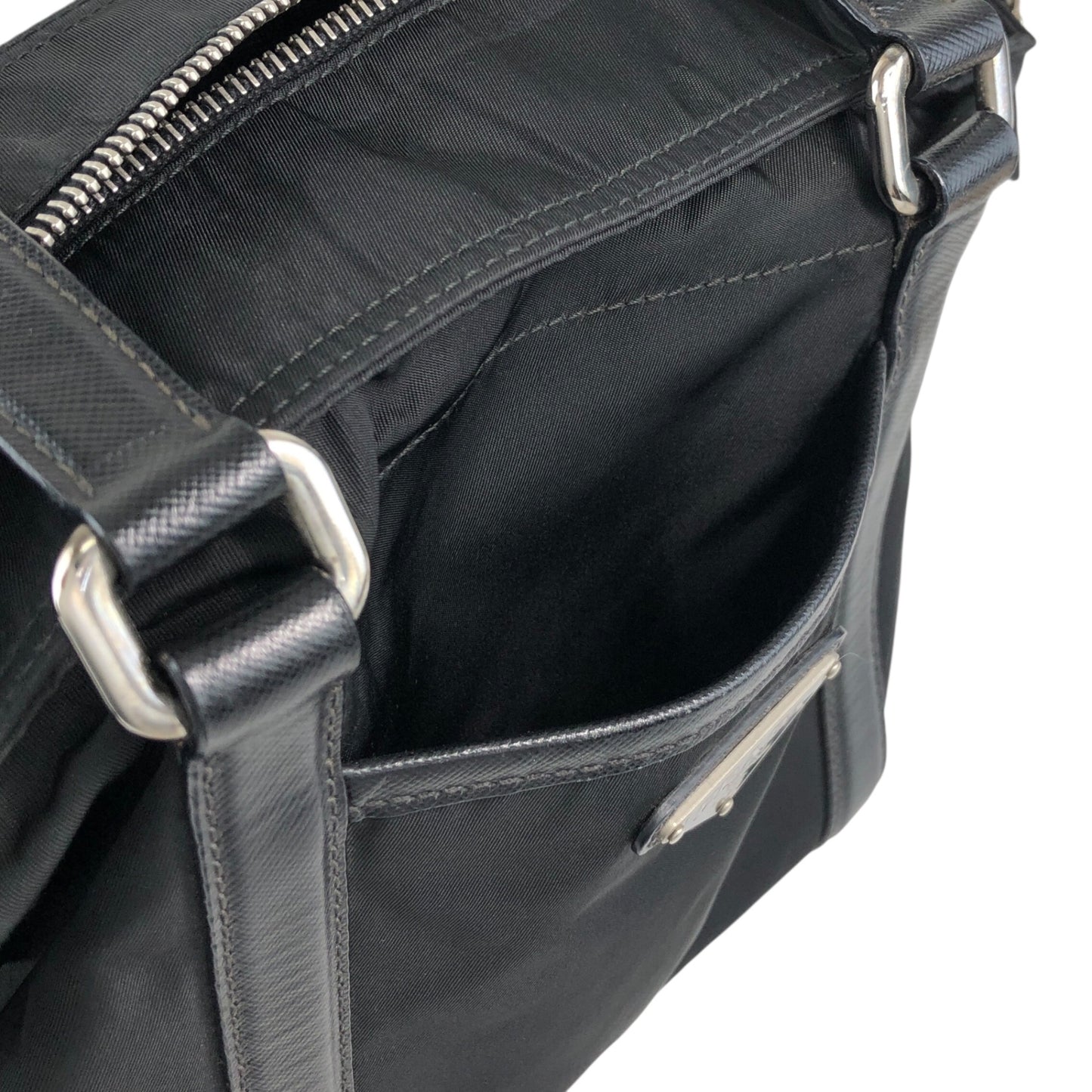PRADA Tessuto Triangle Logo Front Pocket Totebag Black Vintage f42pyf