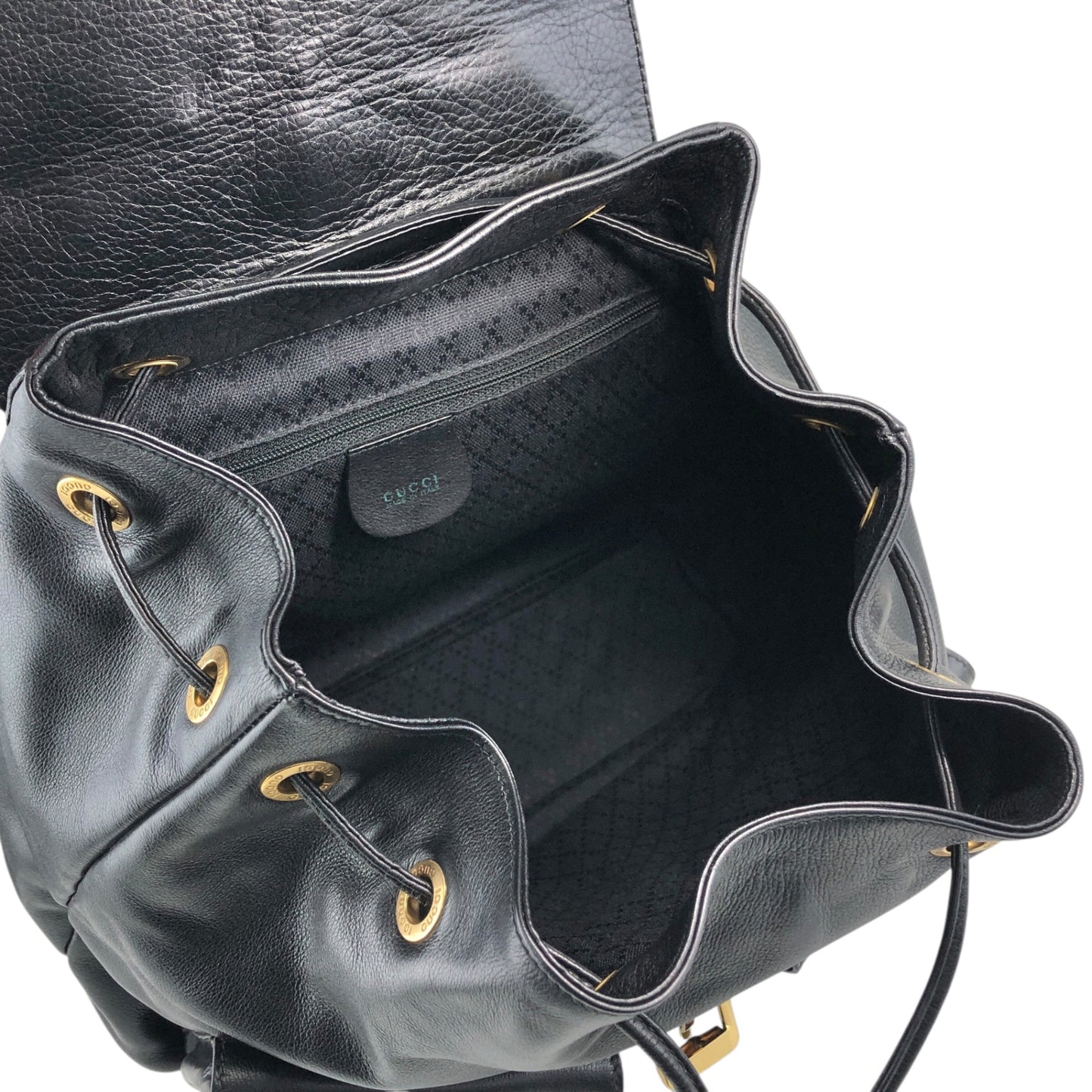 GUCCI Bamboo Double Pocket Backpack Black Vintage 5xx4xe