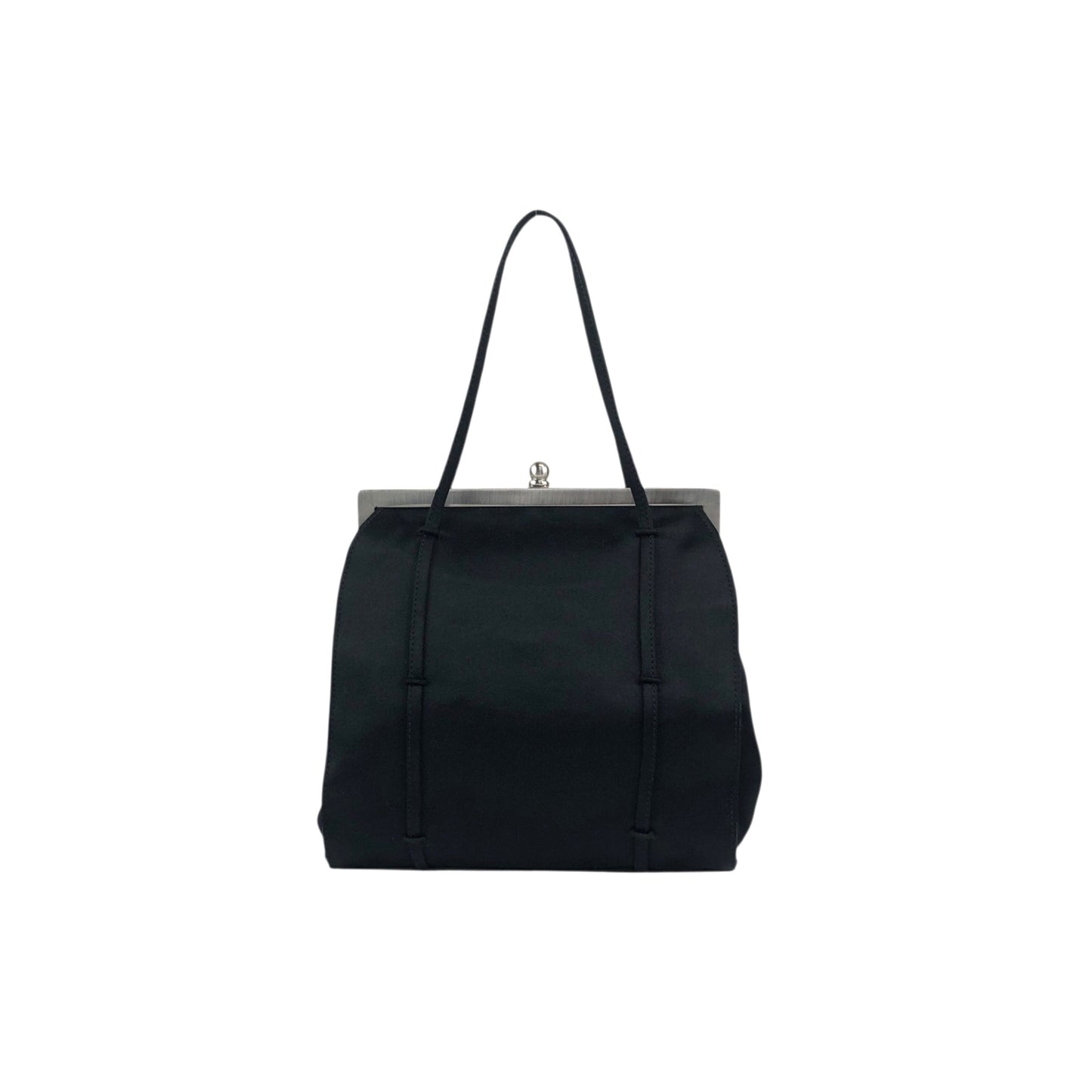 PRADA Logo Metal Clasp Small Handbag Black Vintage sh35vg
