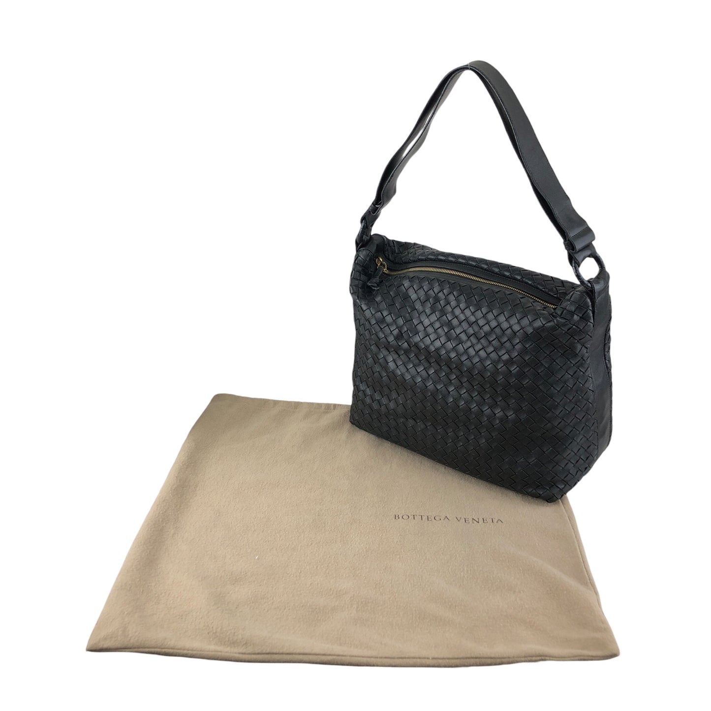 Bottega Veneta Intrecciato Shoulder bag Black Vintage w3k2a2