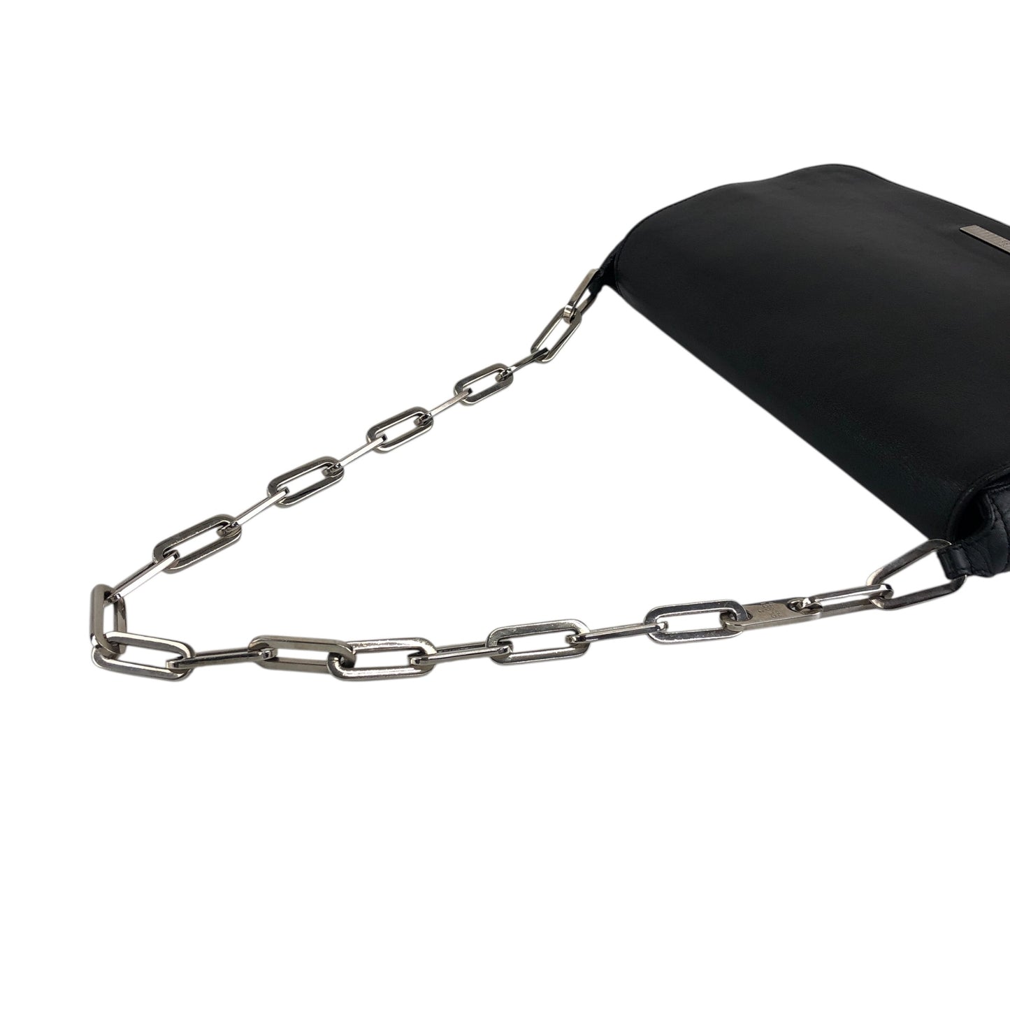 GUCCI Logo Chain Shoulder bag Black Vintage tjescz