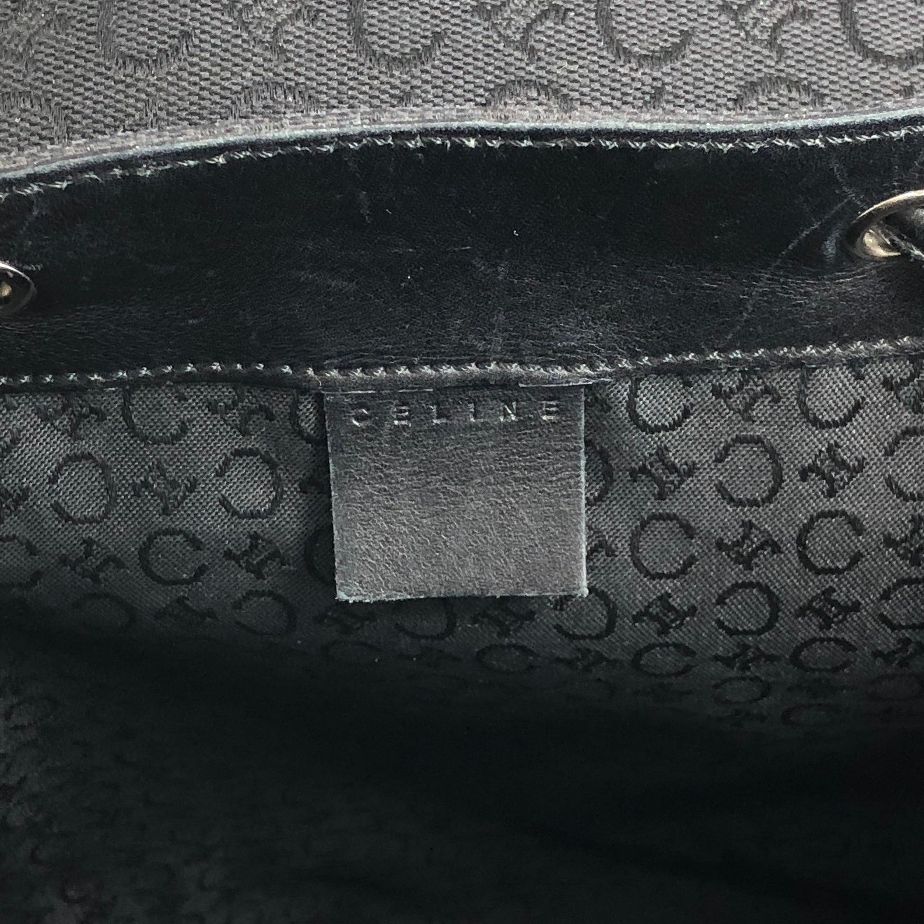 CELINE Front Buckl Backpack Black Vintage u4kmmj