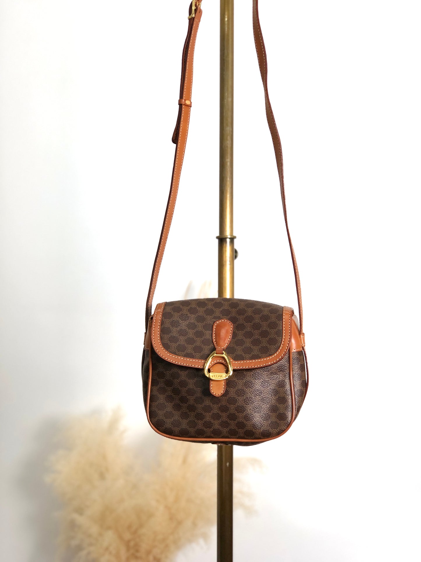 CELINE Macadam Horse Bit Shoulder bag Brown Vintage vxdzgh