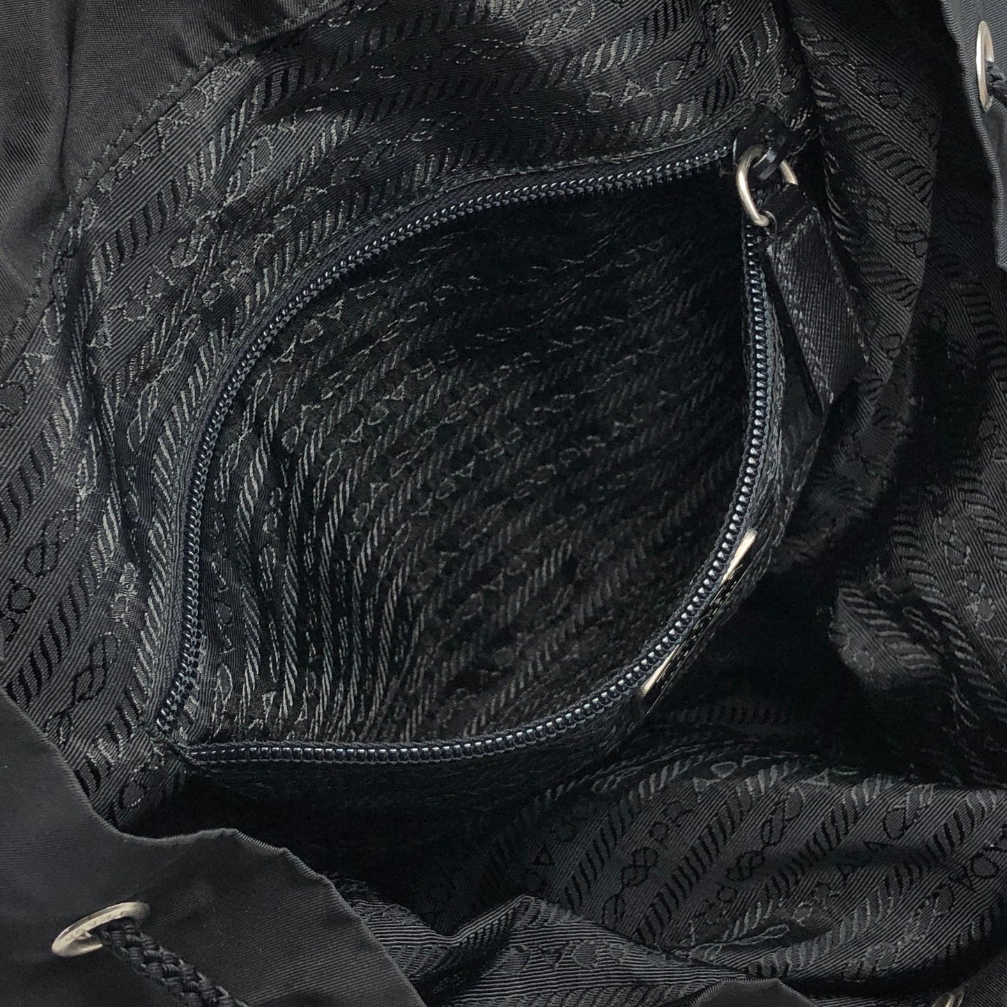 PRADA Triangle Logo Double Pocket Backpack Black Vintage avewmk