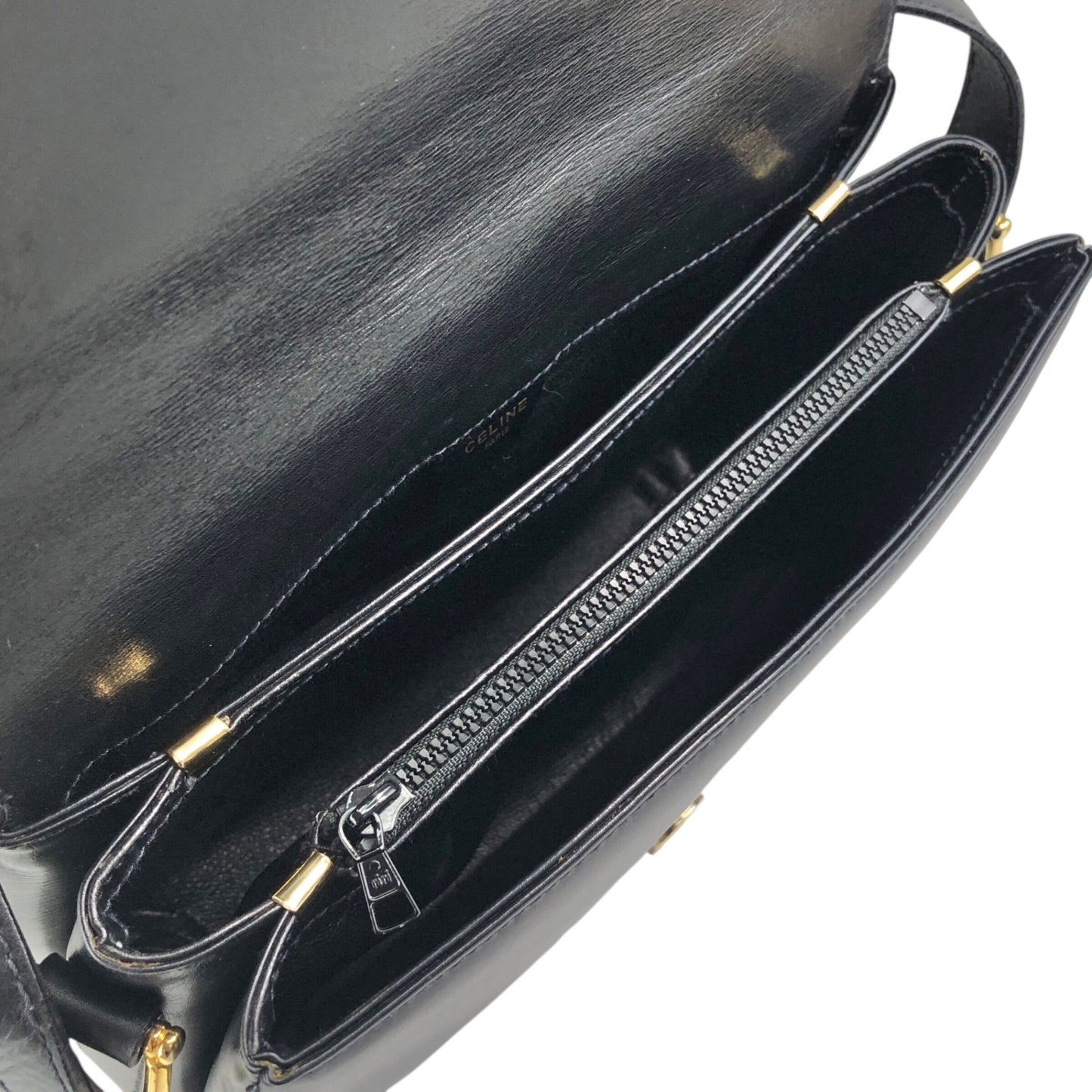 CELINE Horse Bit Crossbody Shoulder bag Black Vintage pv63af