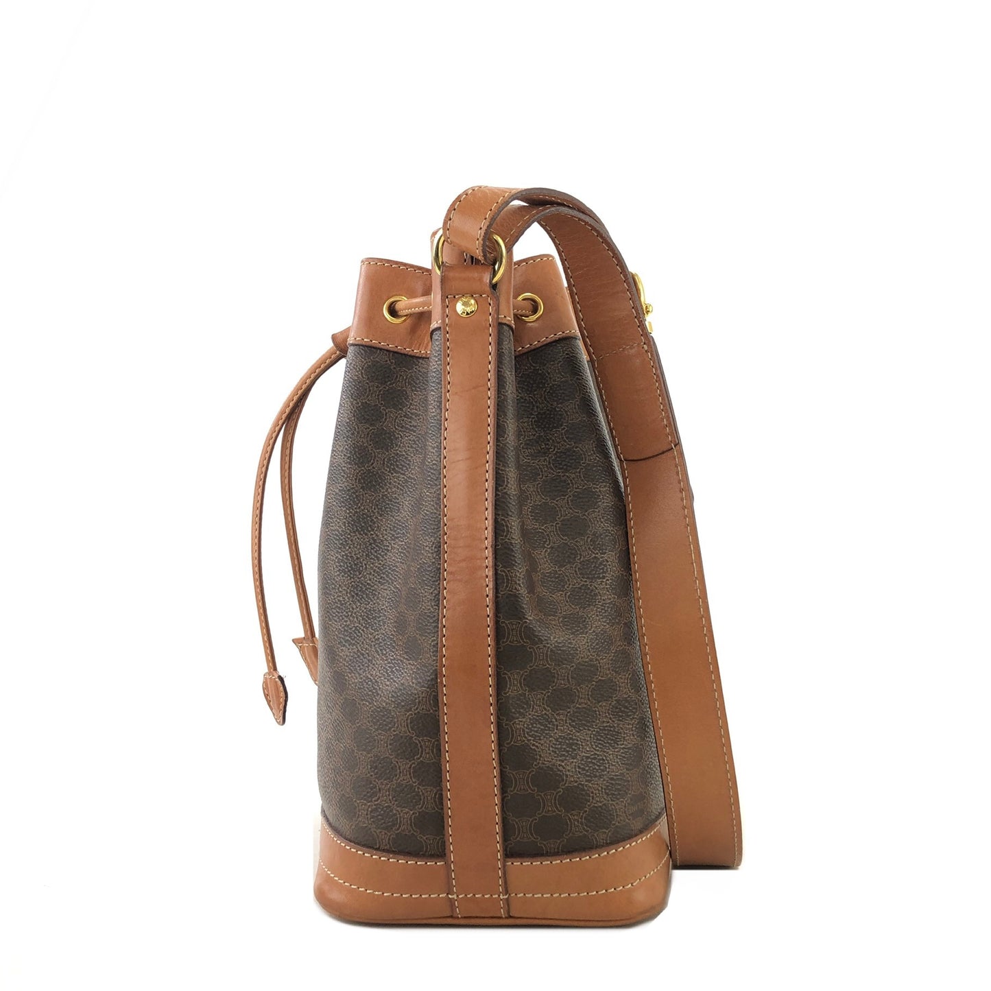 CELINE Macadam Blason Drawstring Shoulder bag Brown Vintage vi7byb