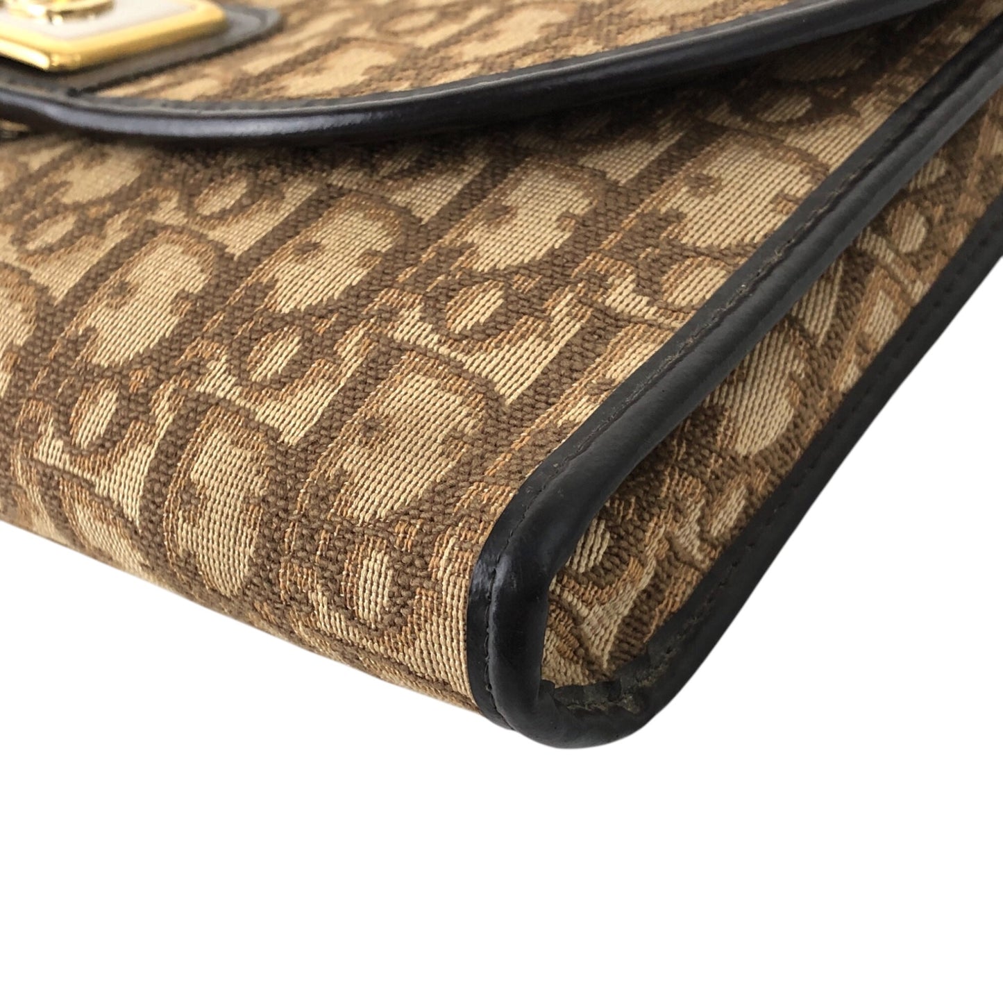 Christian Dior Trotter CD Logo 鏈條單肩包 棕色 復古 ctc6u5
