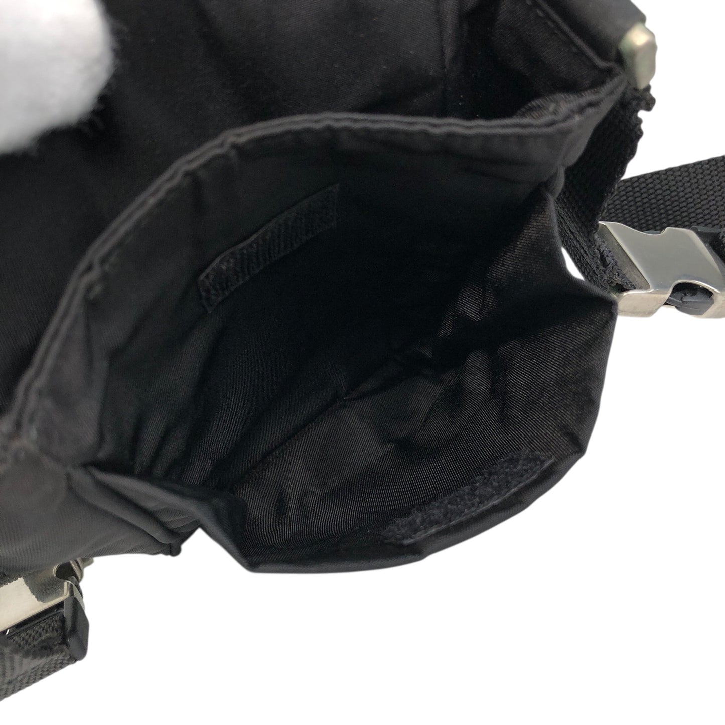 PRADA Tessuto Triangle Logo Front Buckle Small Shoulder bag Black Vintage efbuwg