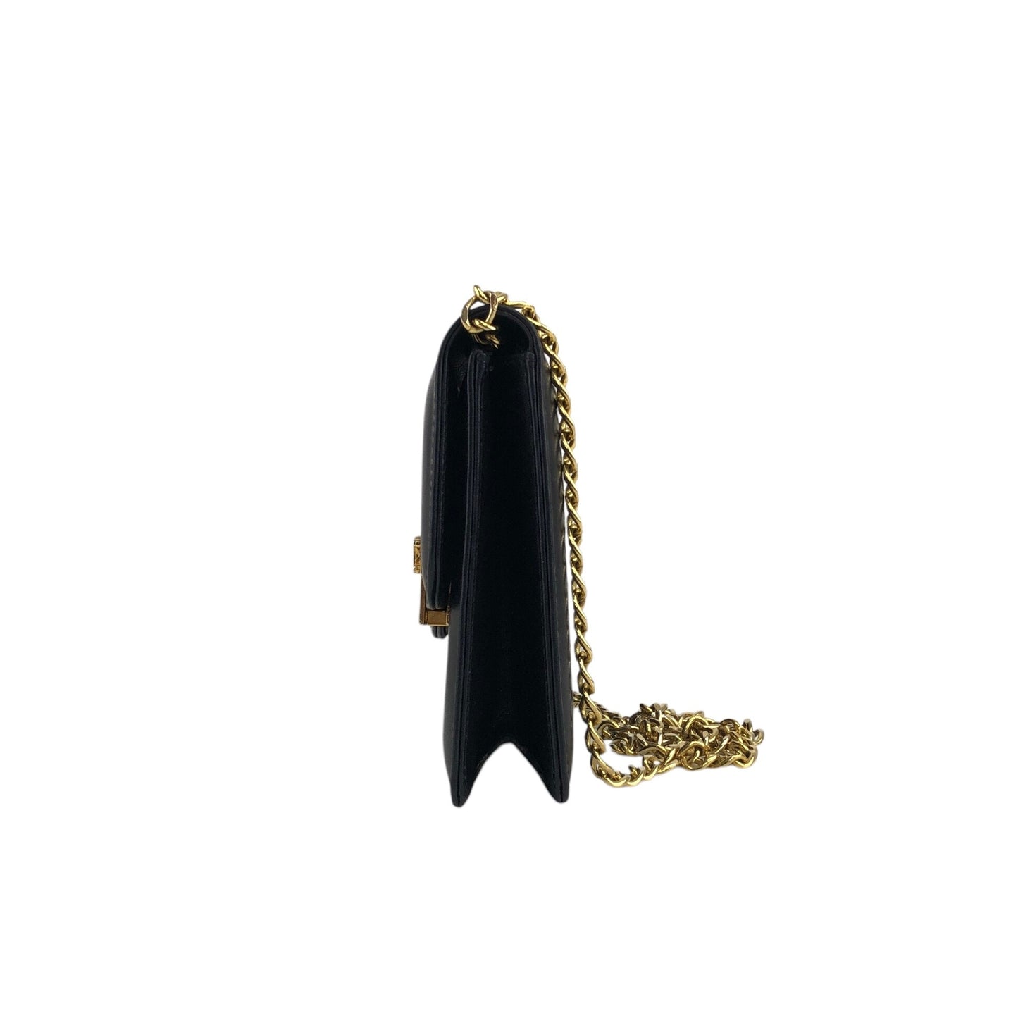 CELINE Triomphe Chain Shoulder bag Black Vintage fhwkwk