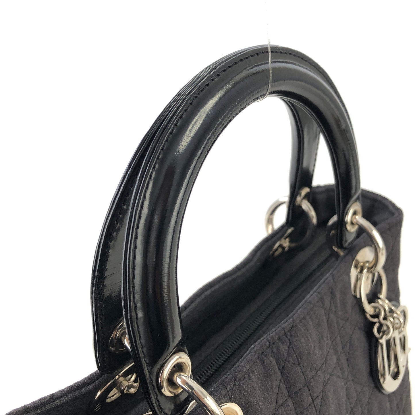Christian Dior Lady Dior Cannage Canvas Leather Two-way Handbag Shoulder bag Black Vintage ztgz83