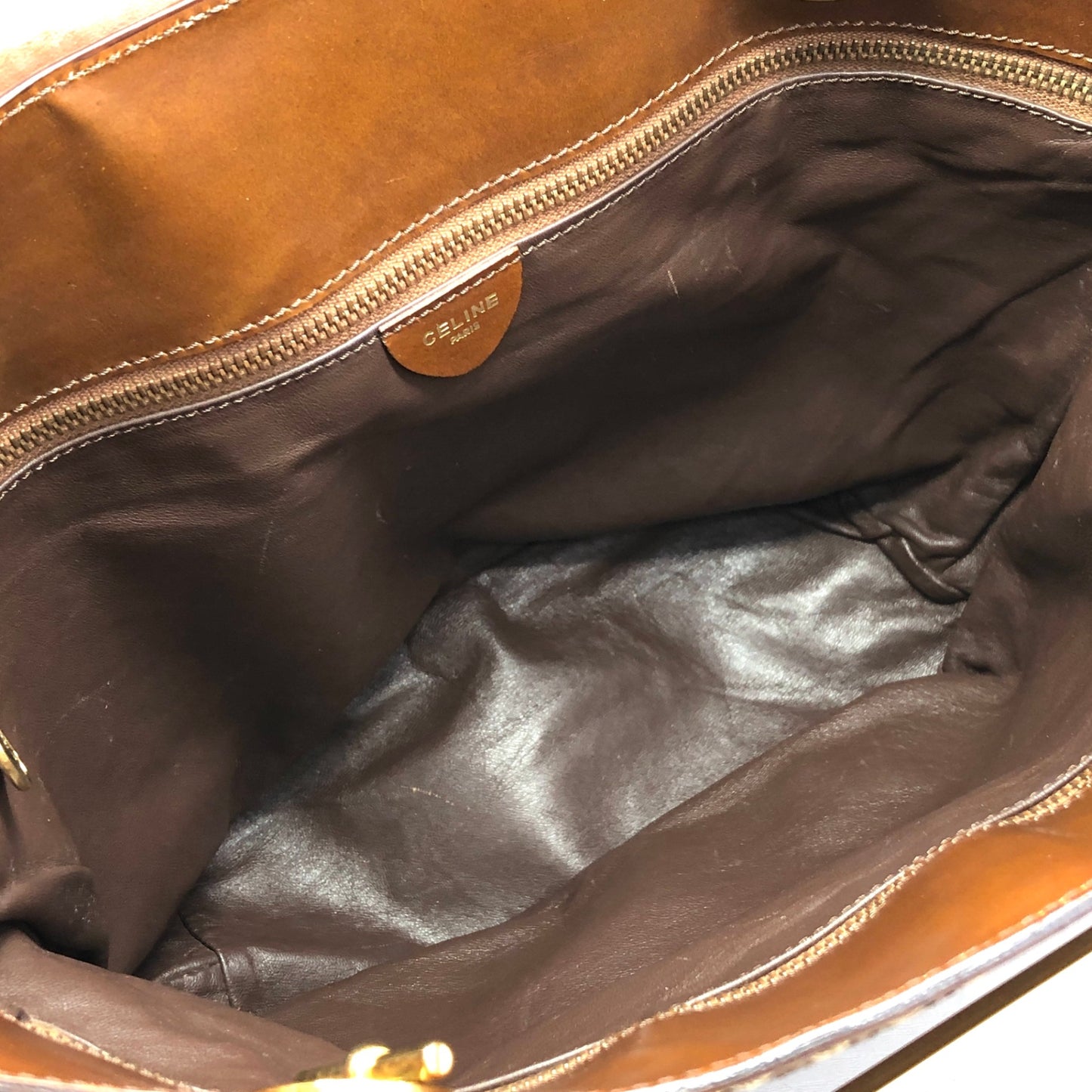 CELINE Logo Handbag Shoulder bag Brown Vintage mc6jsa