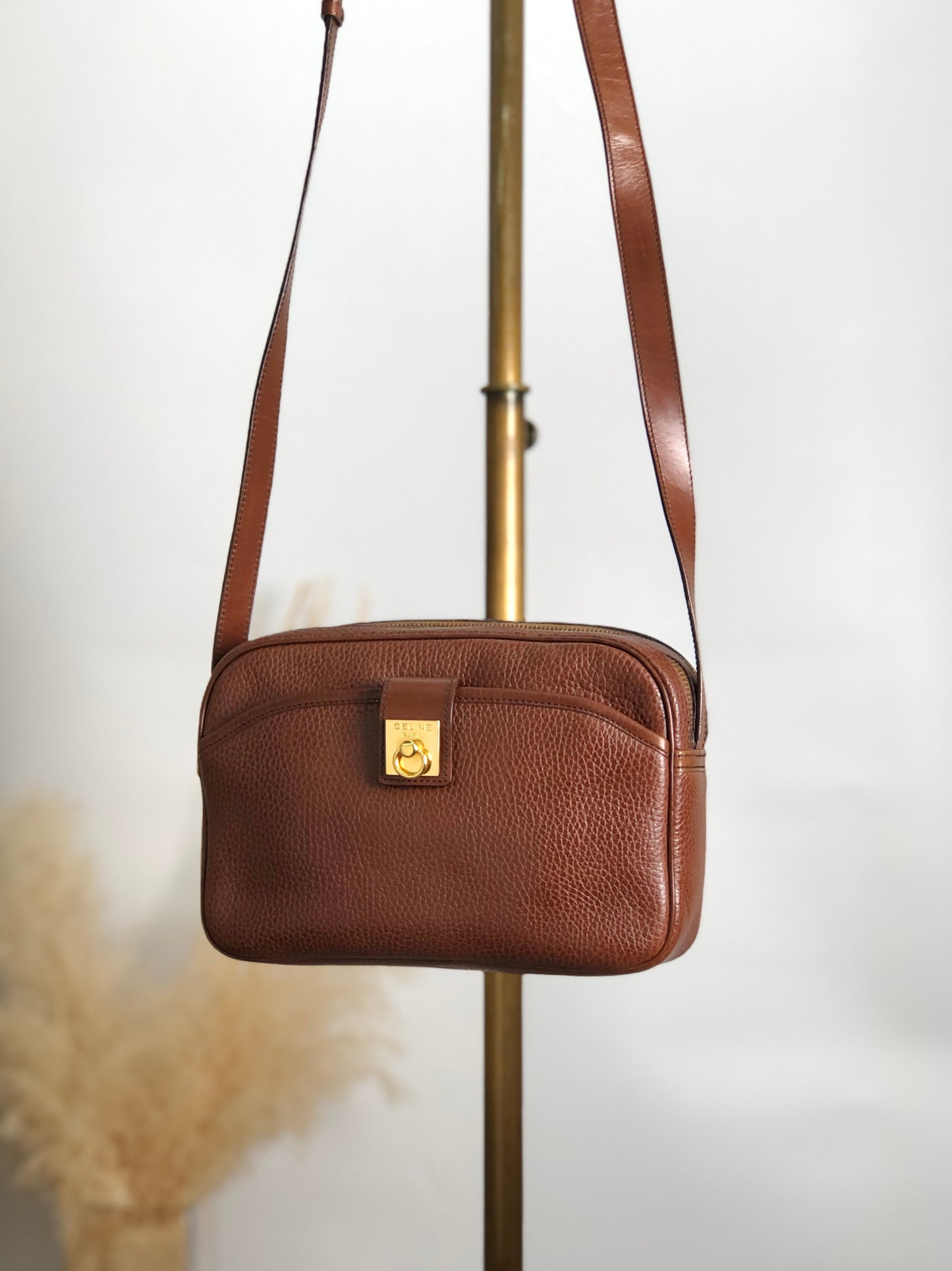 CELINE Gancini Shoulder bag Brown Vintage xdbhnp
