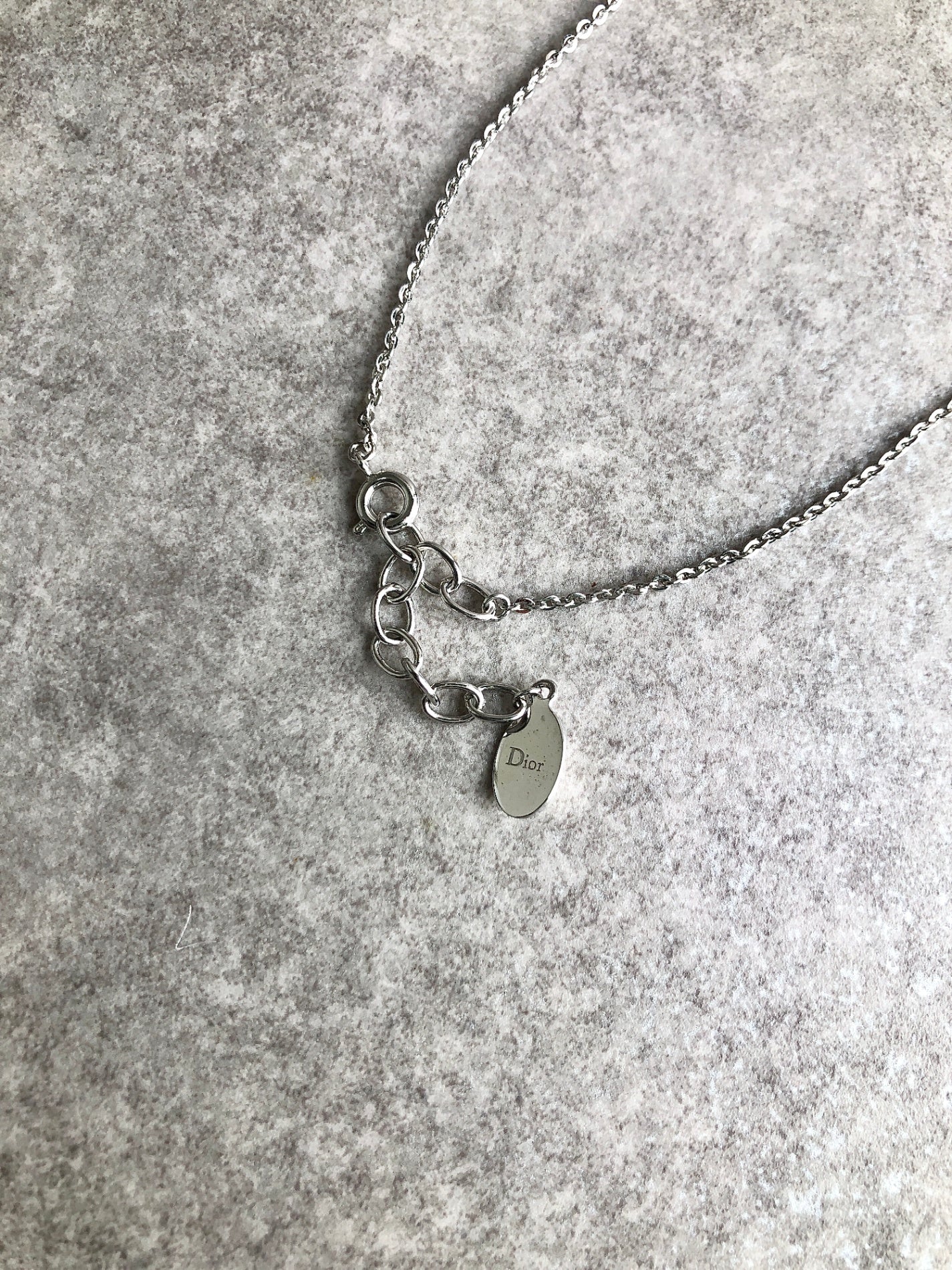 Christian Dior CD Logo Necklace Silver Vintage gb77nv